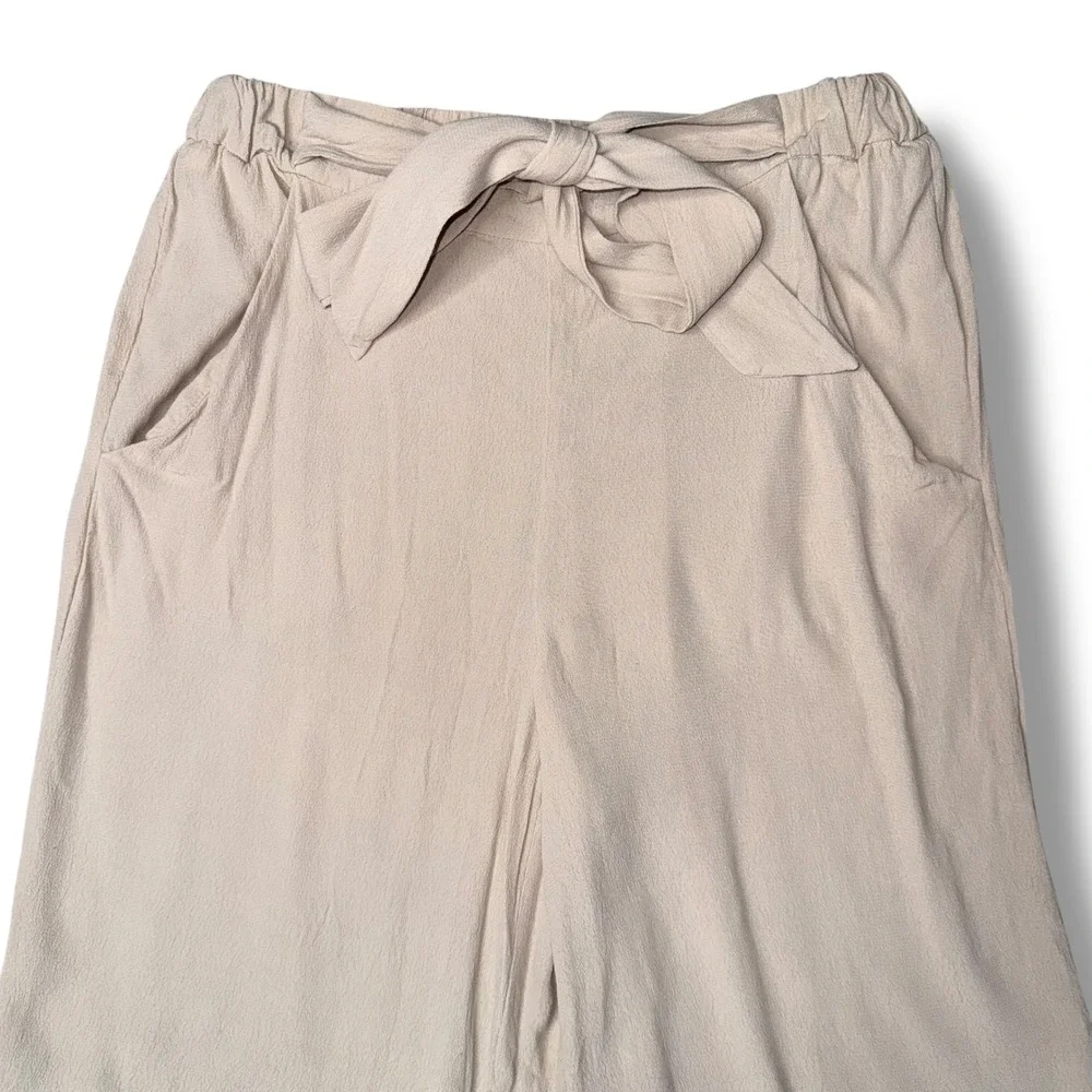 Wilfred Wide Leg Tie Waist Pants Womens‎ Small Beige Excellent Viscose Rayon